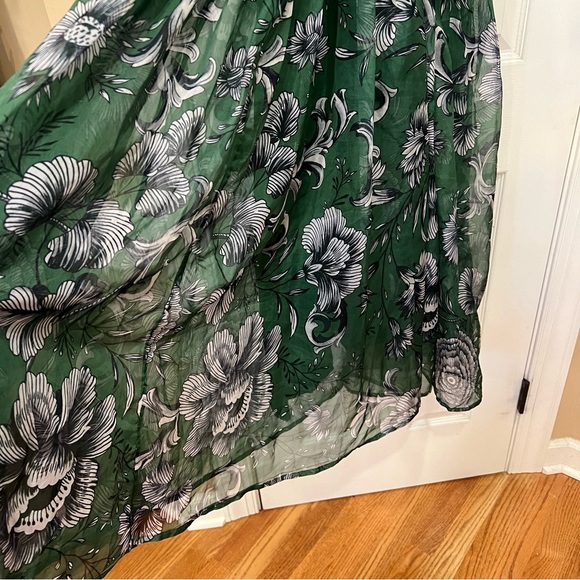 NWOT Anthropologie Penny Dress Size Medium Green Floral Dress Midi - Picture 6 of 10